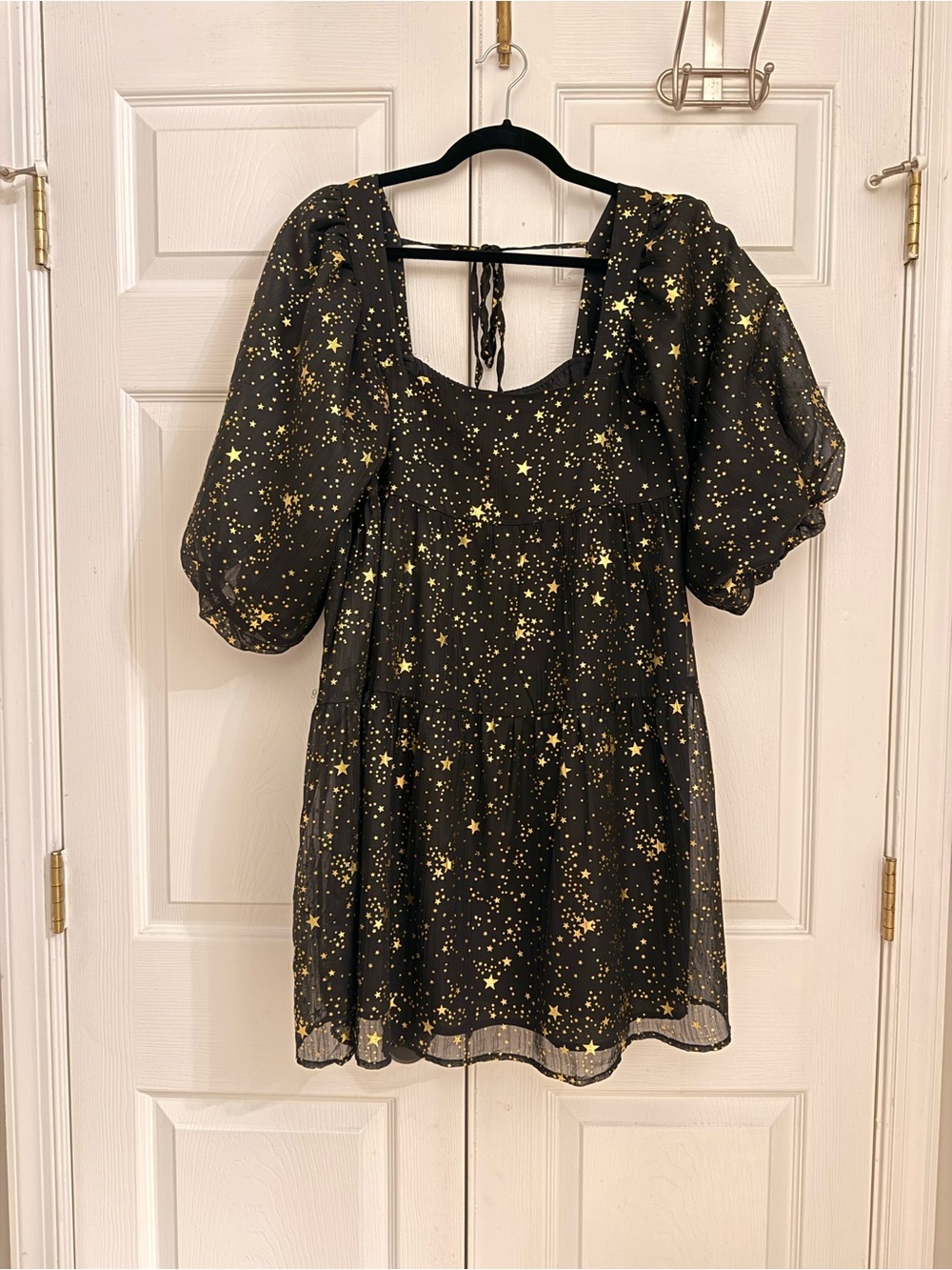 Nasty Gal Black Mini Dress with Gold Star Print